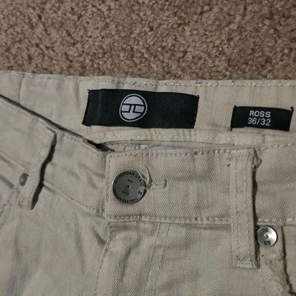New Jordan Craig Ross Khaki Pants Mens Size 36 x 32 Distressed Beige Jeans - Picture 2 of 7